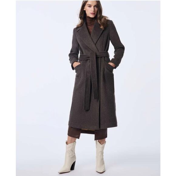 New BERNARDO Soho Belted Wool Coat, Heather Gray Size XS - Picture 1 of 6